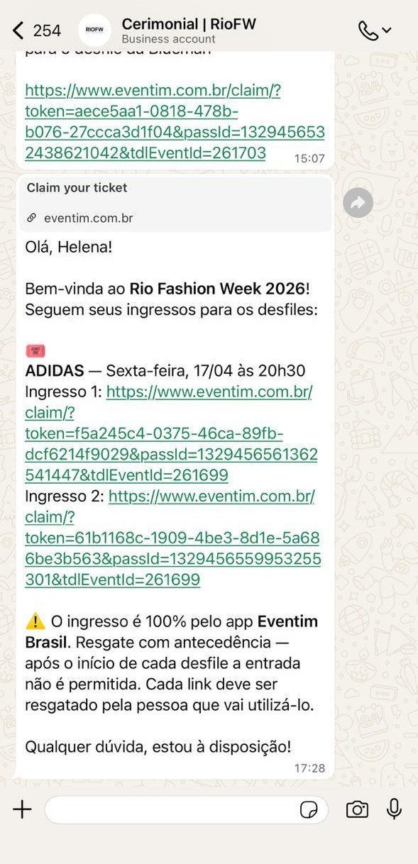 Convite para evento recebido por aluna